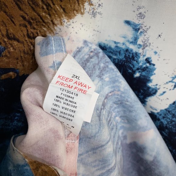 Topman Watercolor Painting S/S Camp Shirt 100% Viscose Men's Size XXL Multicolor - Picture 6 of 7